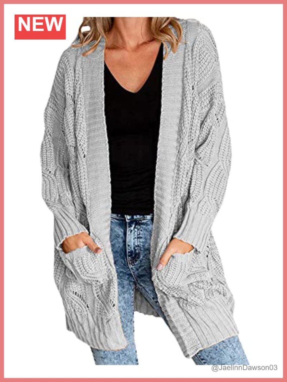 Plus Size Long Open Front Cable Knit Cardigan Sweater Loose Fit Outerwear